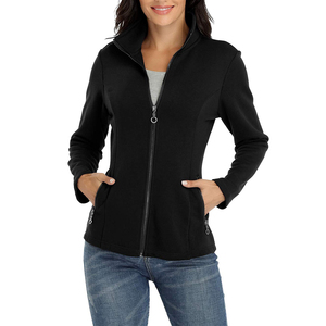 Chaqueta con cremallera negra para <span class=keywords><strong>mujer</strong></span>, chaqueta ligera informal, OEM, venta al por mayor, talla grande - Product Image 1