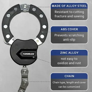 قفل بسلسلة مزدوجة للأيدي لمكافحة السرقة للدراجات النارية شديد التحمل عالية الأمان للسكوتر الكهربائي قفل بسلسلة مزدوجة مع حقيبة لباب الدراجة النارية