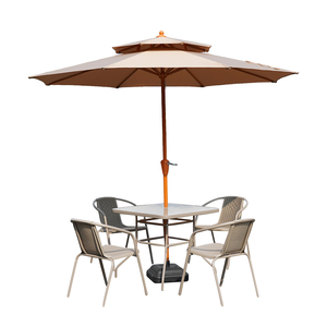 Parasol d'extérieur vertical tout en fer à double plateau avec tissu PU épais et système de direction pour mobilier - Product Image 3
