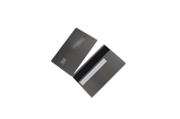 Carte de crédit Amex en métal noir uni avec gravure laser, fente pour puce, communication NFC et RFID 13,56 MHz, modèle ISO