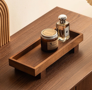 <span class=keywords><strong>Plateau</strong></span> de service rectangulaire <span class=keywords><strong>avec</strong></span> pieds en bois massif, idéal pour le petit-déjeuner, les boissons et le rangement dans la salle de bain. - Product Image 6