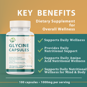 Cápsulas de Glicina de Marca Privada OEM, 1000 mg por Porción, Suplemento Vegano de Aminoácidos, 100 Cápsulas para el Apoyo Nutricional Diario - Product Image 3
