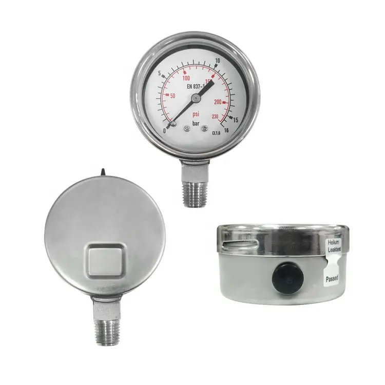 Stainless Steel Mbar Bourdon Tube Vacuum Water Fuel High Low Refrigeration Gas Air Hydraulic Oil Psi Pressure Gauge Manometer