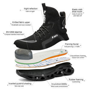 מגפי בטיחות קלים של JIEFU לעובדים נעלי עבודה נוחות עם בוהן פלדה לגברים - Product Image 2