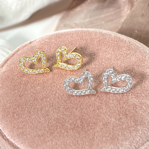Wholesale Price 18K Gold Plated Waterproof Cubic Zirconia Heart <b>Stud</b> <b>Earrings</b> for Women Valentine's Day Gifts - Product Image 4