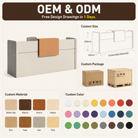 Bureau de réception en bois moderne, minimaliste, écologique et durable, avec rangement multifonctionnel, personnalisable, mobilier commercial pour hôtels