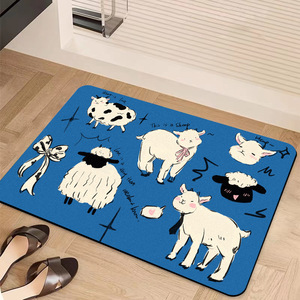 Cute Cartoon Sheep Bathroom Doormat Rectangle Absorbent Non Slip <b>Rubber</b> Bottom <b>Floor</b> <b>Mat</b> For Bath Entrance - Product Image 4