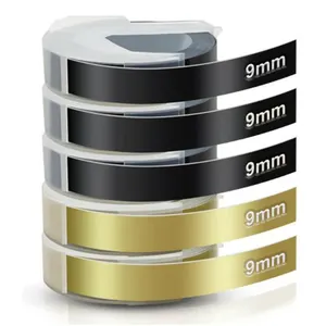 5 gulungan 9mm * 3M pita kompatibel label Dymo impresora 3D pita Embossing untuk dymo 1610/1880/1540 Motex e101 pembuat label printer