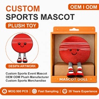 Peluche personnalisée en forme de balle de cricket, mascotte douce, poupée de sport en peluche, cadeau promotionnel, souvenir d'événement, fabricant de peluches OEM ODM