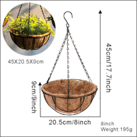 Panier suspendu en fibre de coco pour plantes, pot de fleurs décoratif en fer électroplaqué respirant pour fleurs artificielles – Vente directe usine