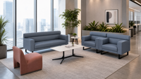 Ensemble de canapés modulaires en cuir synthétique pour usage commercial et bureaux modernes, fauteuil lounge en mousse haute densité