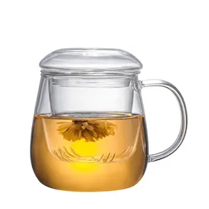 Taza de té de vidrio con infusor y tapa, taza de té de viaje para regalos