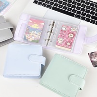 Mini classeur à 3 anneaux en cuir PU, couleur macaron, avec paillettes, pour cartes photo Kpop Stars Stray Kids et cartes à collectionner