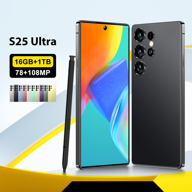 2025 Global Version S25 Ultra Smartphone New 16GB+1TB Dual SIM Dual Standby 108MP Rear Camera Big Screen Android Phone