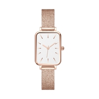 Montre à quartz de luxe pour femmes de haute qualité avec logo personnalisé, boîtier carré en acier inoxydable, mouvement japonais Miyota, montre carrée pour femmes