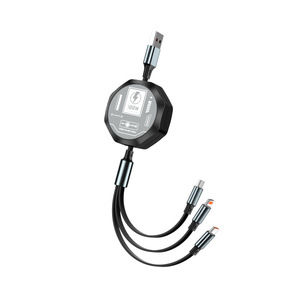 Cable USB 3 en 1 de 100W con carga rápida tipo C para Android y iPhone, cable de carga de 6A con blindaje de TPE y cobre puro. - Product Image 2