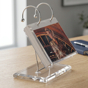 Porte-cartes en acrylique avec support en forme de C, cadre d'affichage vertical pour photo ou calendrier, décoration de bureau, style moderne, finition polie - Product Image 1