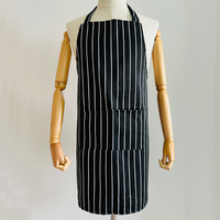 Tablier de cuisine en coton et polyester à rayures noires/blanches, tendance, avec poches pour hommes et femmes