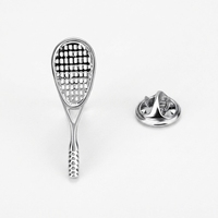En gros, Broches fantaisie raquette de badminton, personnalisées, accessoire de mode pour chemise de costume homme, pince de col, bijoux pour mariage et smoking