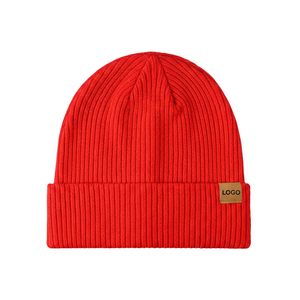 Gorros de Algodón Ecológicos con Etiqueta de Gamuza con Logotipo Personalizado, Gorros de Invierno Tejidos Personalizados - Product Image 5