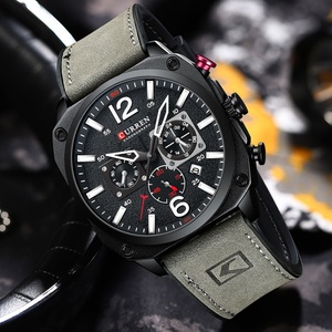 curren 8398 Watches Men Quartz Wristwatches for Male Luminous Chronograph Dial Leather <b>Clock</b> curren Watches Prices - Product Image 3