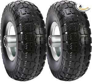 Nouvelles roues en caoutchouc polyuréthane pleines 4.10/3.50-4, anti-crevaison, sans air, avec roulement à billes 5/8, pour chariot à main/chariot de transport, capacité 150 kg - Product Image 1