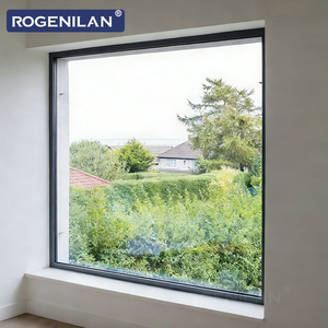 Ventana Panorámica de Vidrio Fijo Impermeable de Estilo Americano ROGENILAN, Ventana de Aluminio con Doble Acristalamiento Templado - Product Image 1