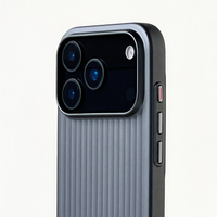 Casing HP Fashion Plating 3D Motif Garis Koper untuk iPhone 17 16 15 14 Pro Max Anti Benturan Mendukung Wireless Charge Matte Cover