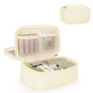 Sac <span class=keywords><strong>de</strong></span> maquillage <span class=keywords><strong>de</strong></span> voyage Relavel, petite trousse à cosmétiques florale, compartiment pour pinceaux <span class=keywords><strong>de</strong></span> maquillage, pochette <span class=keywords><strong>de</strong></span> maquillage portable pour femmes, double couche, mignon - Product Image 1