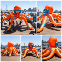 Mascotte gonflable personnalisée de 5 m en forme de pieuvre de dessin animé pour extérieur, avec impression par transfert thermique et design imperméable