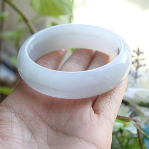 Vòng tay ngọc bích Myanmar tự nhiên có chứng nhận, ngọc bích trắng, đá quý, hoa tự nhiên nguyên chất - Product Image 2