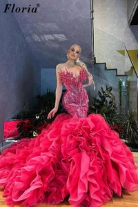 Nuovo arrivo abito da sposa rosso con perline abito da sposa di lusso abito da sposa rosso personalizzato colore rosso - Product Image 2
