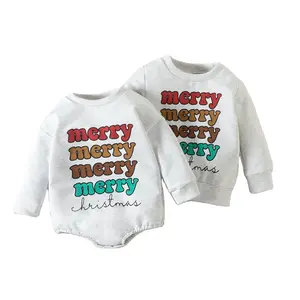 2023 Christmas Baby Girl Clothes Crewneck Jumper Sweater Bubble Romper Or Sweatshirt Shirt For Christmas