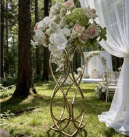 Nouveaux supports à fleurs carrés en métal doré pour centres de table de mariage, supports géométriques pour vases à fleurs pour réceptions et mariages