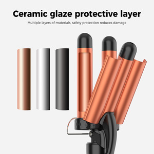 <span class=keywords><strong>Fer</strong></span> à boucler électrique triple baril doré pour grandes boucles, en céramique tourmaline, 10 fonctions de bouclage - Product Image 3