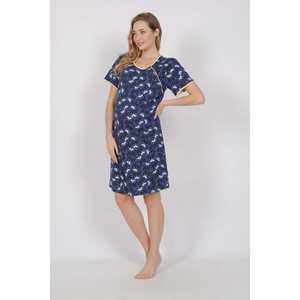 Camisón de Maternidad para Mujer, Jersey Transpirable, Silueta Recta, Azul con Estampado - Product Image 1
