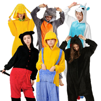 Vente chaude été adulte femmes Kigurumi pyjamas hiver Onesie dessin animé Costumes canard requin chat renard singe vêtements de nuit tissés