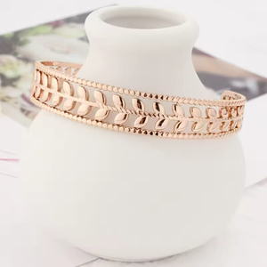 Pulsera de guirnalda de rama de olivo De Hip Hop para mujer de cobre y acero inoxidable chapado en oro de 18 quilates, brazalete de plata fina de circón para aniversario - Product Image 4