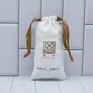 Eco Friendly <b>Drawstring</b> Dust Bag Custom logo Printed White Cotton Twill Watch <b>Pouch</b> - Product Image 5