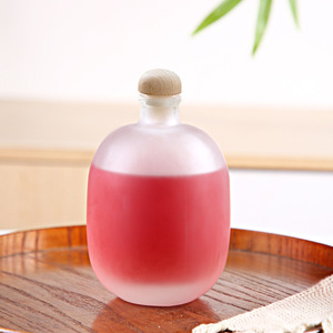 Wholesale 250ml 500ml Clear Frosted Wine Shochu <strong>Whiskey</strong> Vodka Sake Container Empty Round Glass Bottle <strong>With</strong> Cork for <strong>Honey</strong> - Product Image 6