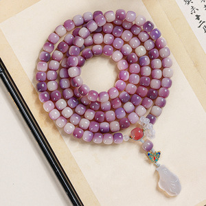 Nouveau <span class=keywords><strong>bracelet</strong></span> à la mode violet Bodhi 108 perles pour femmes avec pendentif calcédoine de glace en gros - Product Image 6