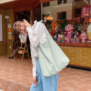 Tùy chỉnh Hữu Cơ bông vải <span class=keywords><strong>Polyester</strong></span> Túi mua sắm màu sắc đồng bằng Vai Túi thời trang trống Tote <span class=keywords><strong>Bag</strong></span> với Bow xử lý & logo - Product Image 4