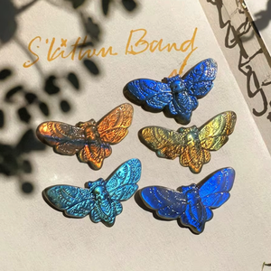 Sculpté à <span class=keywords><strong>la</strong></span> main naturel fort Flash Labradorite cristal fantôme <span class=keywords><strong>papillon</strong></span> tête <span class=keywords><strong>de</strong></span> <span class=keywords><strong>mort</strong></span> Hawkmoth sculpture pour bijoux à bricoler soi-même marquage - Product Image 3