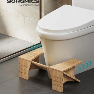 Tabouret de toilette pliable en bois Songmics avec surface texturée pour la sécurité dans la salle de bain - Product Image 1