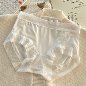 Sweet Soft Skin-friendly Floral Lace Anti-Bacterial Nylon Mulberry Silk Women's High-Rise Stretch Breathable <b>Panties</b> - Product Image 2
