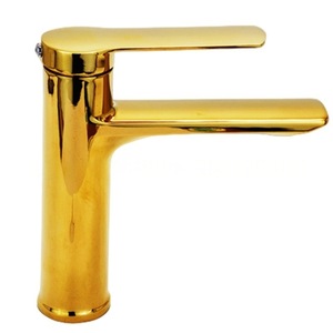 Gold Zinc Alloy Single Hole Basin Faucet Modern Design Single Handle <b>Deck</b> Mounted 18cm Height - Product Image 4