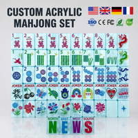 Jeu de tuiles de mahjong américaines en acrylique, 160 pièces, logo personnalisé gravé, épaisseur premium 32/36 mm, ensemble cadeau en gros