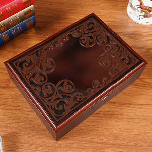 Boîte à bijoux de voyage rectangulaire noire luxueuse classique, sur mesure, en bois et métal, pour boucles d'oreilles, bracelets, colliers, pièces de monnaie, plastique - Product Image 5