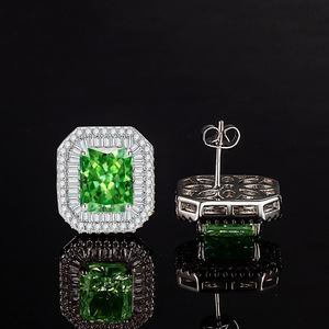 Pendientes de Moda con Circonita Cúbica Colorida de 8*10mm, Plata 925, Hipoalergénicos, para Mujer, Venta al Por Mayor de Fábrica - Product Image 4