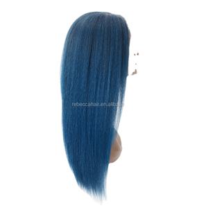 Peluca de pelo largo con malla frontal, pelo sintético liso sedoso, color azul oscuro, productos chinos de calidad - Product Image 1